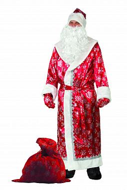 Новогодний костюм Деда Мороза красный сатин