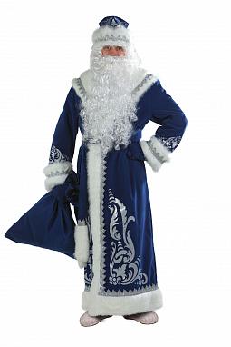 Новогодний костюм Дед Мороз взрослый аппликация синий