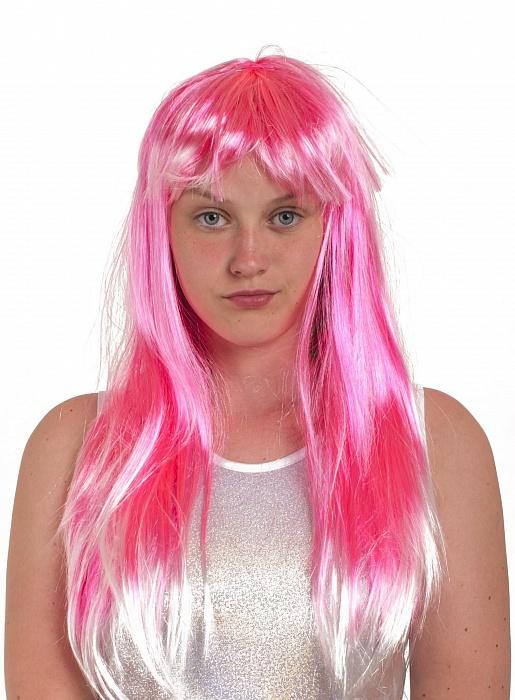Розово-белый парик