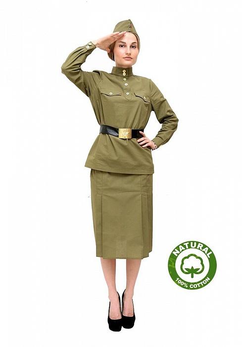 Военный костюм гимнастерка с юбкой женский 100% хлопок