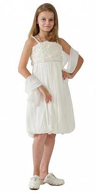 Нарядное платье-баллон в стиле ампир Жемчужная нежность белое