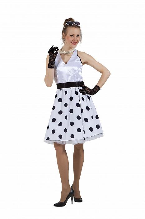 Платье в стиле 50-х черный горох и белый верх
