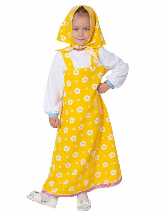 Костюм карнавальный Маша платье с рукавом (белый цветок на желтом)