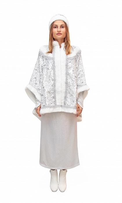 Костюм Снегурочки с платьем голография и панбархатным пиджаком