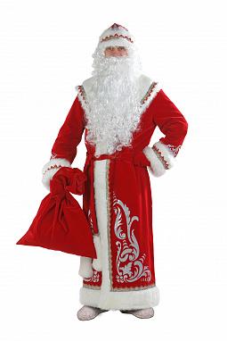 Новогодний костюм Деда Мороза взрослый аппликация красный