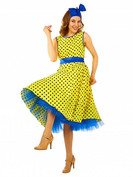Модное детское платье Стиляги для девочки желтое с черным