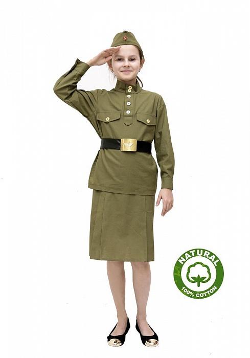 Военный костюм гимнастерка с юбкой 100% хлопок