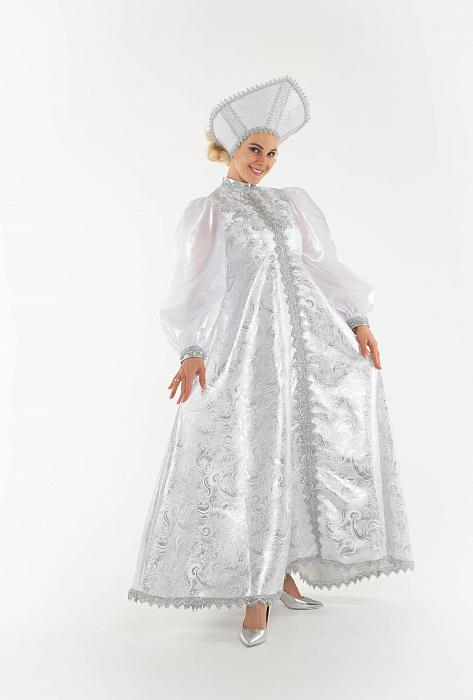 Костюм Снегурочки в белом платье с кокошником