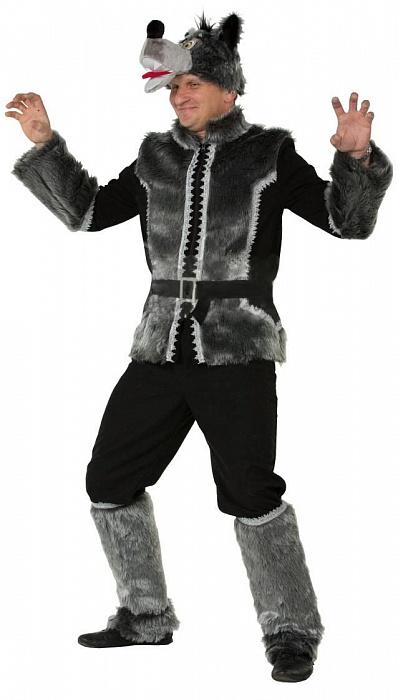Карнавальный костюм серый волк взрослый бархат